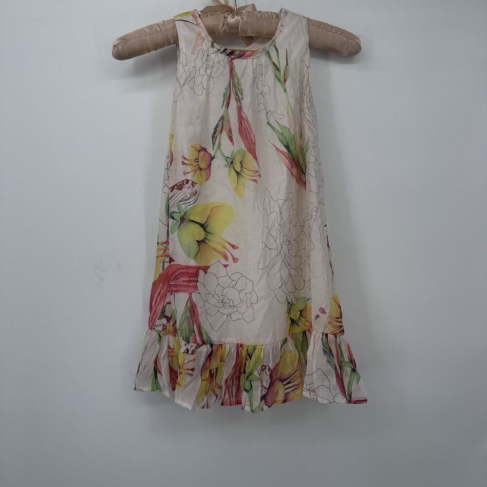 ISABELLA & CHLOE Dress Girls Size S Floral Lace Trim Fully Lined Cotton Blend
